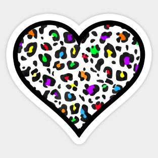 Rainbow Leopard Print Heart Sticker